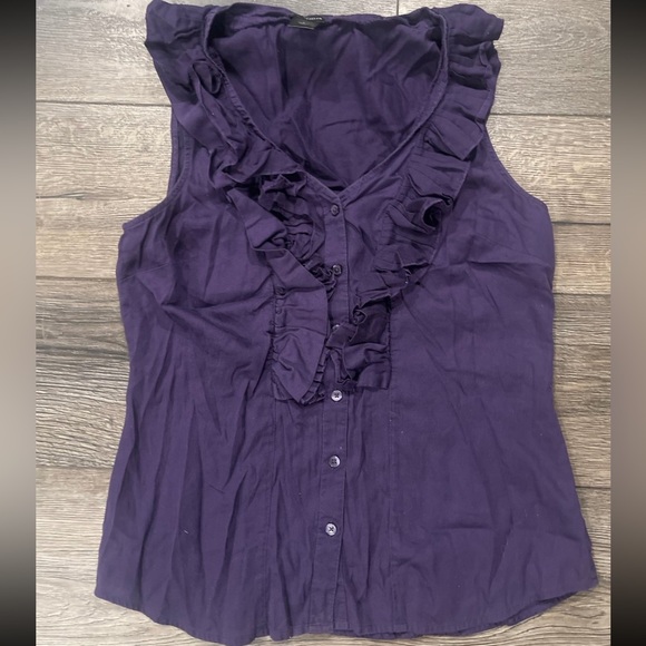 Ann Taylor Deep Purple Ruffled Blouse - Picture 1 of 3